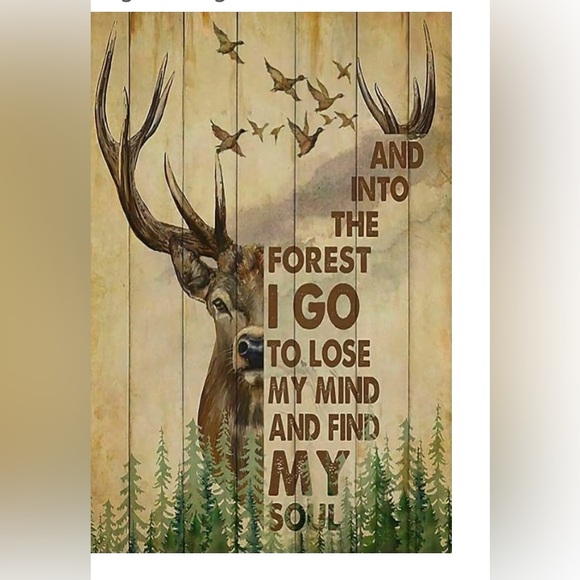 Hunting Deer And Duck And Into The Forest I Go Art Metal Wall Plaque Decor New - Picture 2 of 16